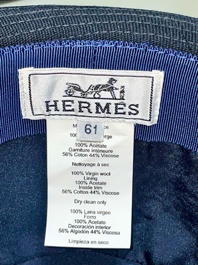 エルメス★高級ウールハット 中折れ 帽子 サイズ61★美品