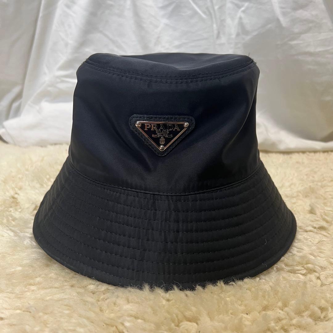 PRADA 黒 バケットハット バケハ M