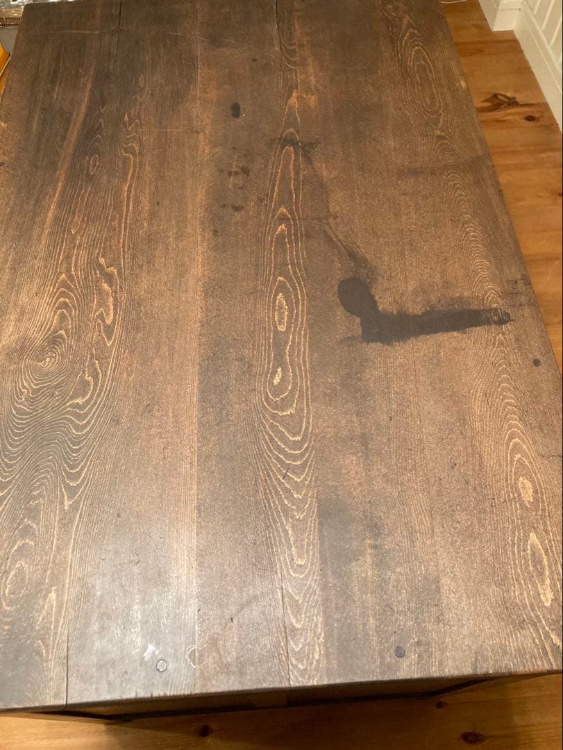 木製ダークブラウンデスク 引き出し6つ付き　アンティーク家具