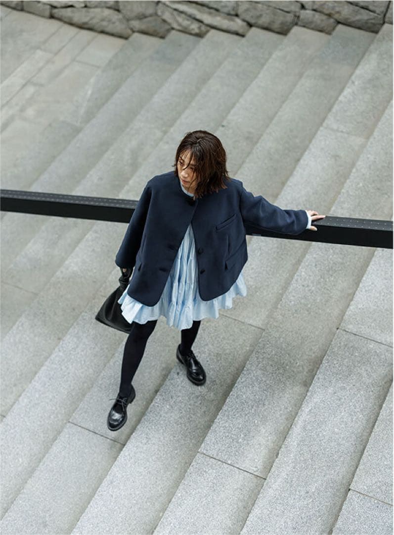 FORME 東原亜希×金子綾　ノーカラージャケット　コート　ネイビー