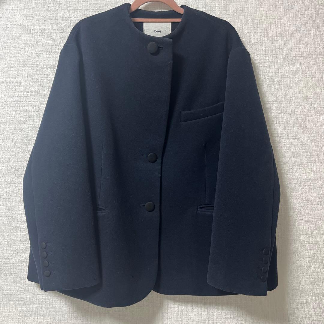 FORME 東原亜希×金子綾　ノーカラージャケット　コート　ネイビー