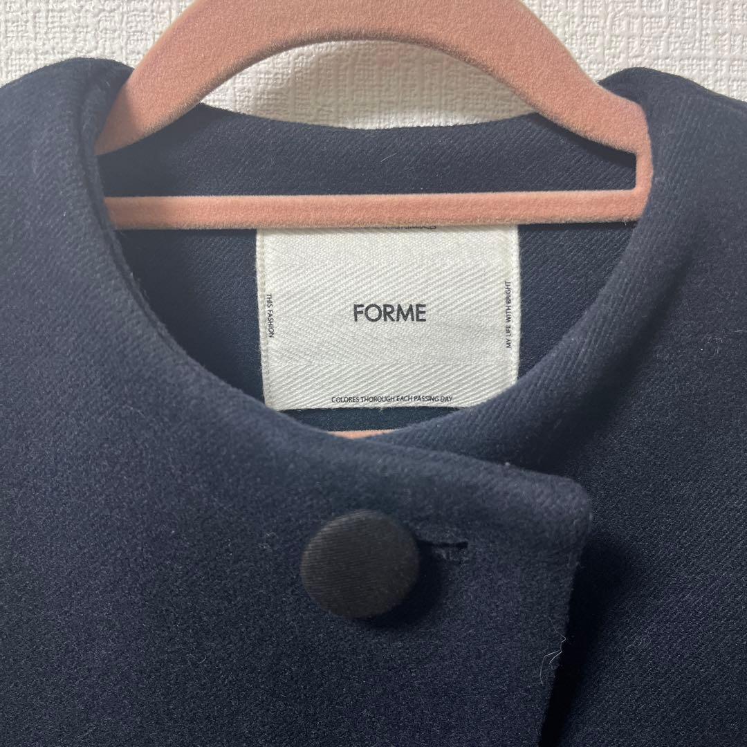FORME 東原亜希×金子綾　ノーカラージャケット　コート　ネイビー