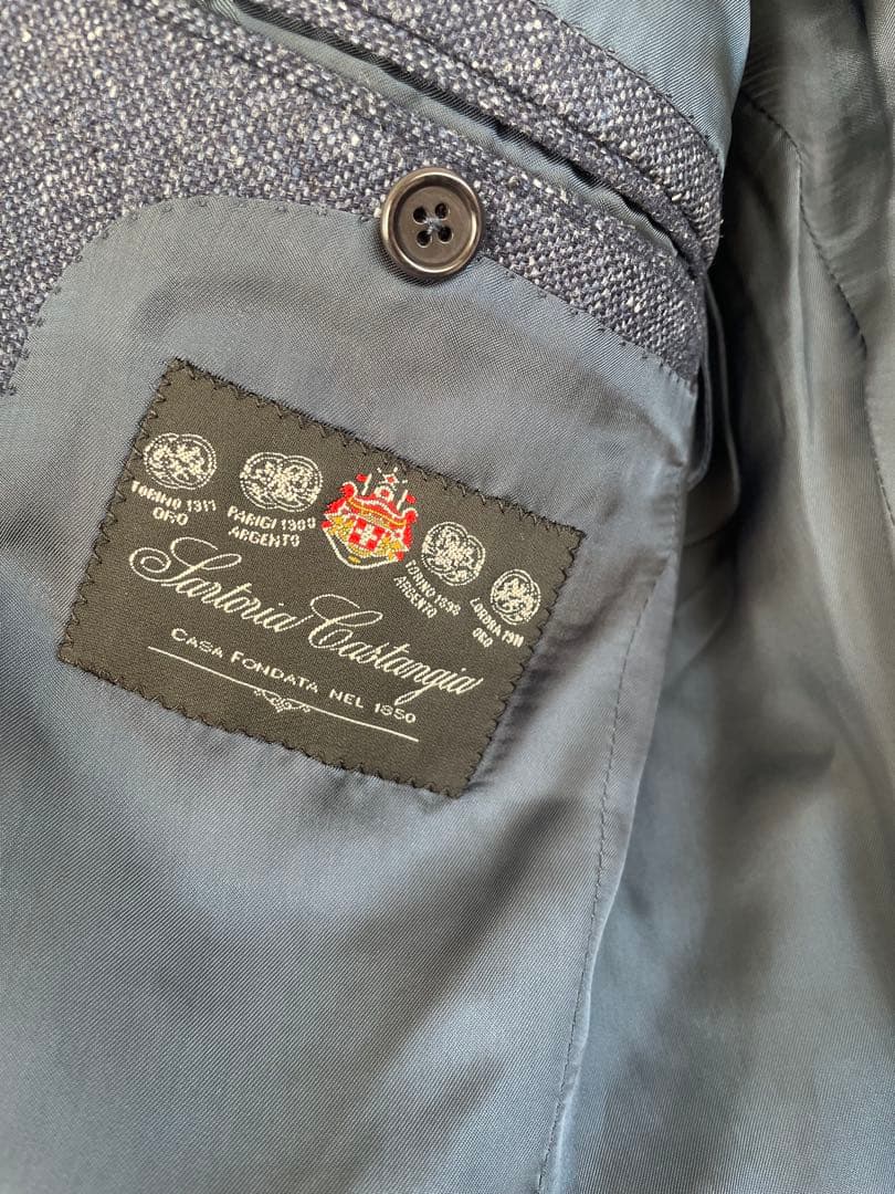 名品！カスタンジア CASTANGIA ジャケット　ネップ　ネイビー　46サイズ