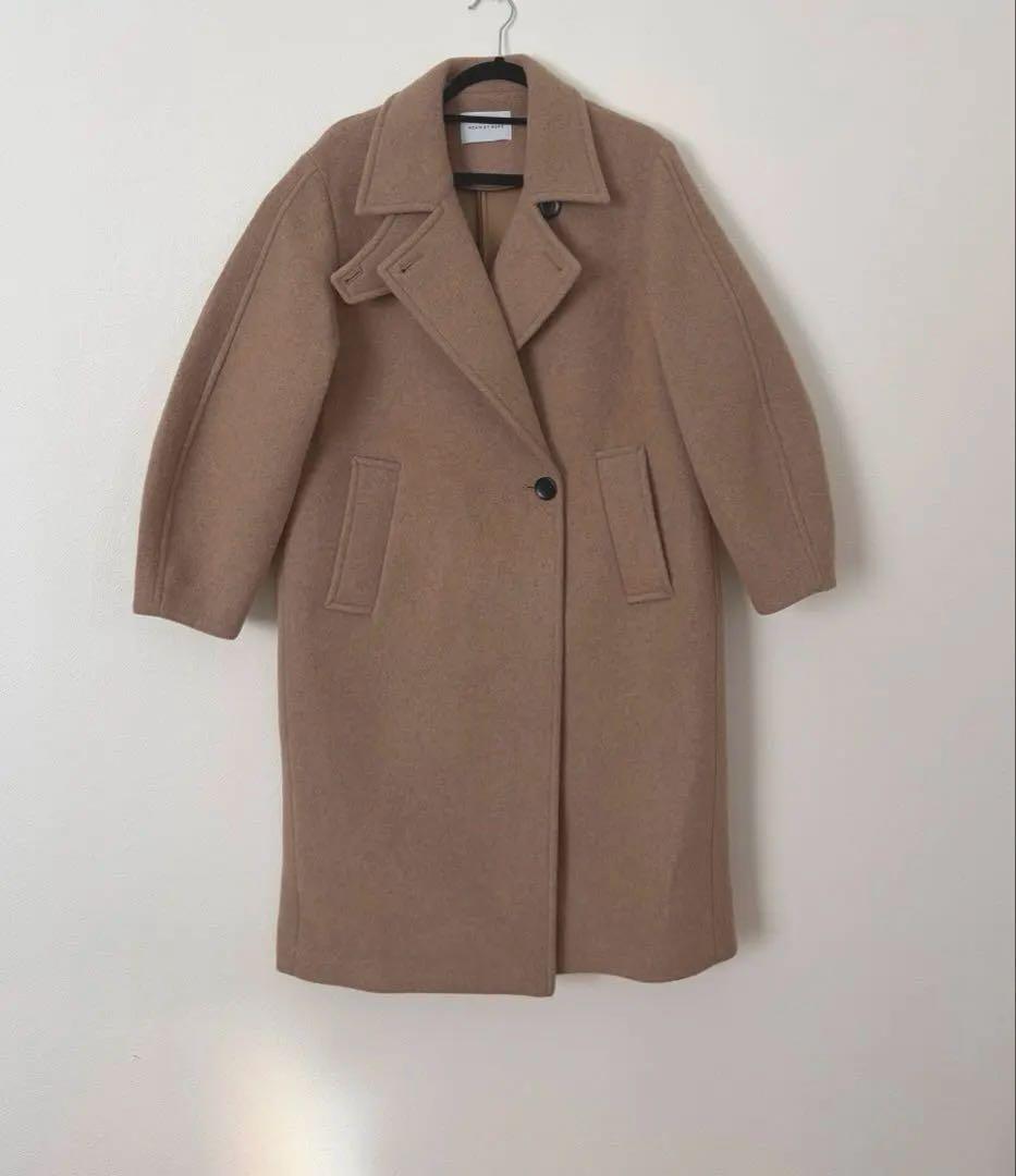 アダムエロペ　ウールボンディングロングコート ベージュ　36