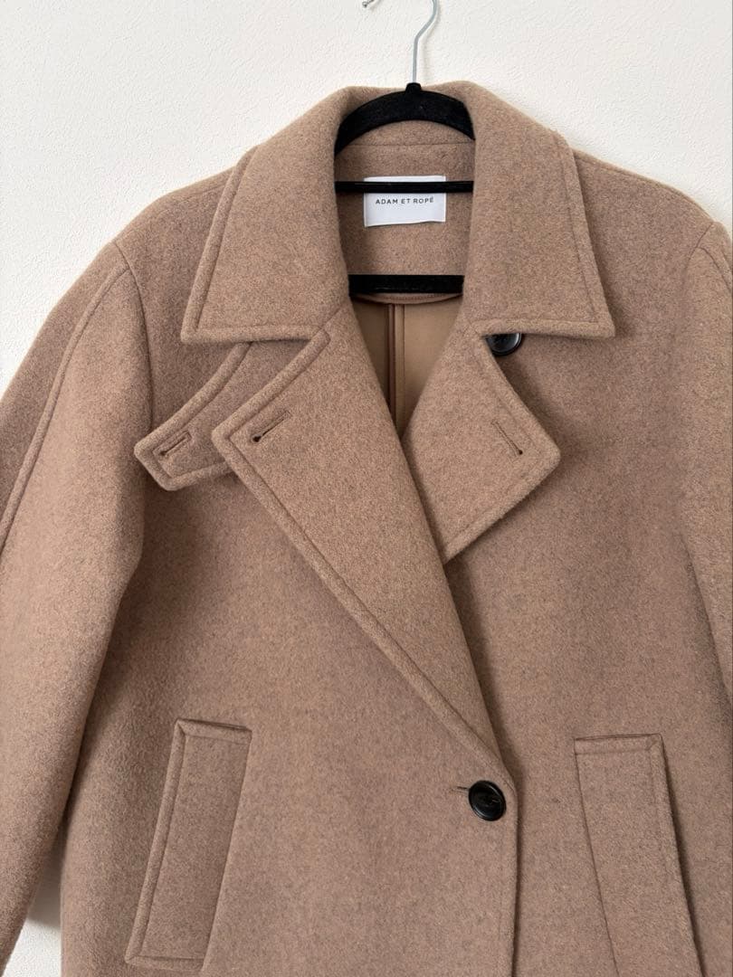 アダムエロペ　ウールボンディングロングコート ベージュ　36