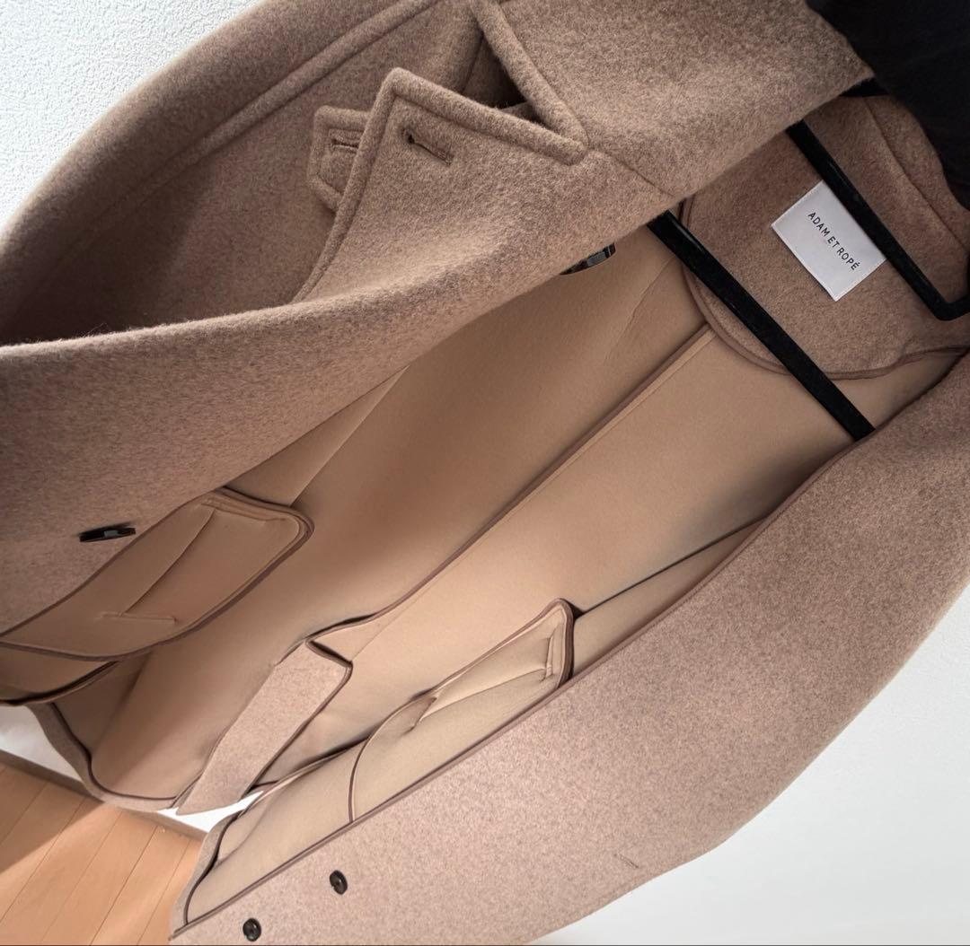 アダムエロペ　ウールボンディングロングコート ベージュ　36