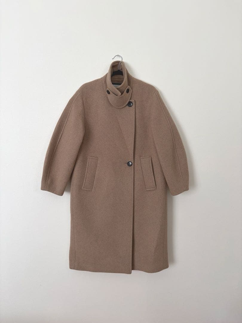 アダムエロペ　ウールボンディングロングコート ベージュ　36