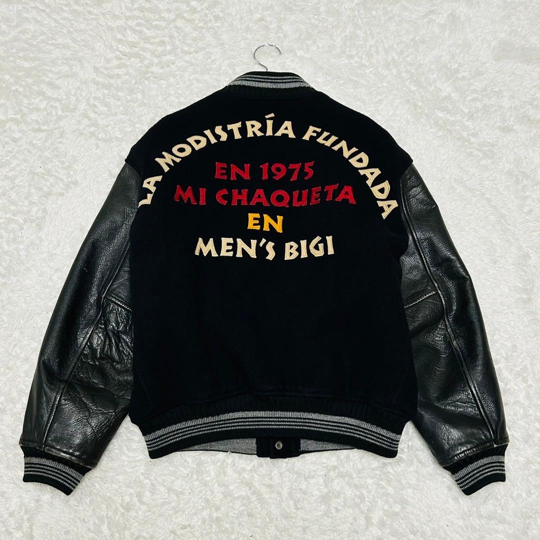 激レア メンズビギ 幻の スタジャン 80s アーチロゴ 日本製 レザー L