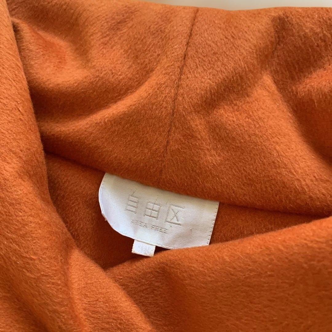 カシミヤ100% 自由区　オレンジ ケープコート