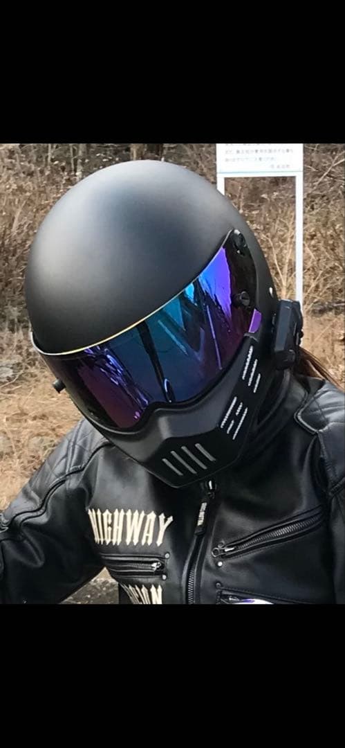 フルフェイスヘルメット マットブラック ミラーシールド