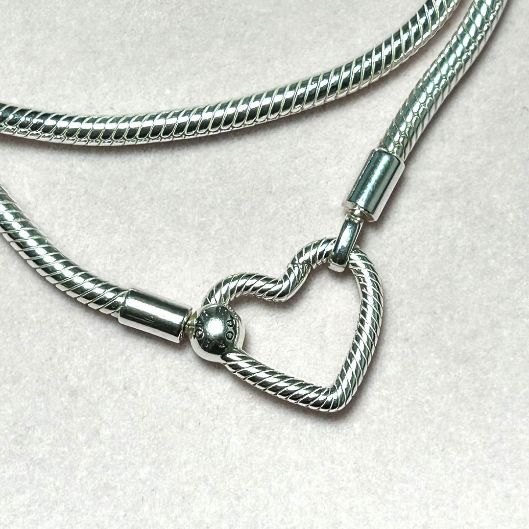 【美品】Pandora パンドラ　スターリングシルバー　ハートネックレス
