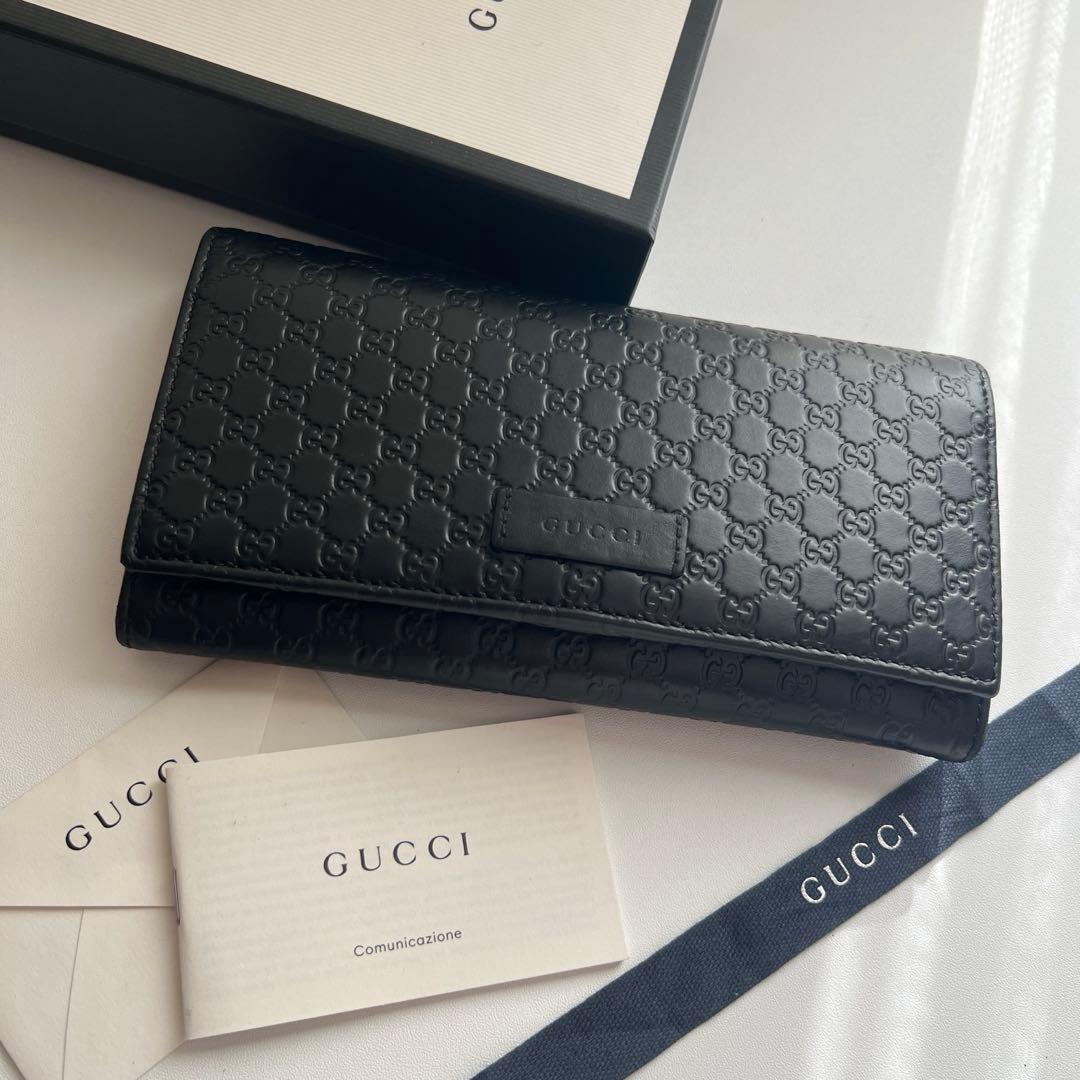 11 極上美品 GUCCI グッチ マイクロシマ 2つ折り 長財布