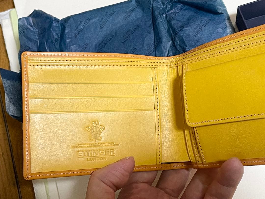 ETTINGER　エッティンガー 二つ折り財布＋小銭入れ タン&イエロー メンズ
