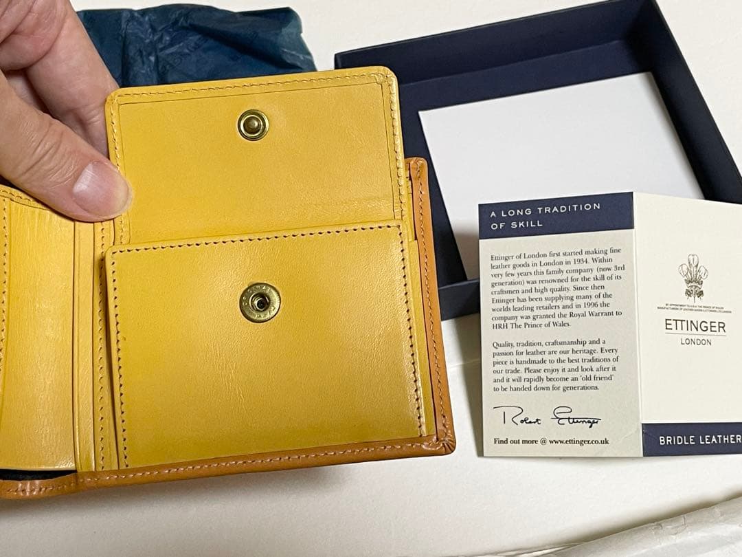 ETTINGER　エッティンガー 二つ折り財布＋小銭入れ タン&イエロー メンズ