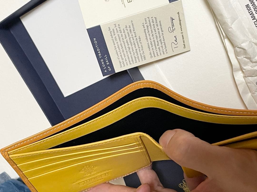 ETTINGER　エッティンガー 二つ折り財布＋小銭入れ タン&イエロー メンズ