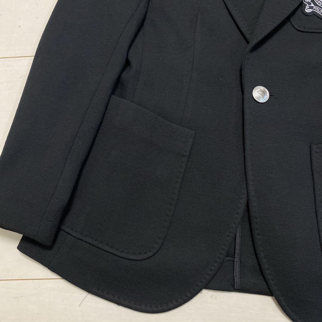美品　ポロラルフローレン　レディース　ロゴクレストニットブレザー　ＸＳ　黒銀