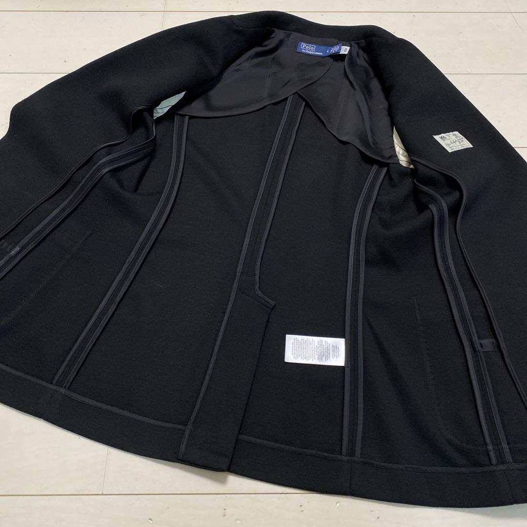 美品　ポロラルフローレン　レディース　ロゴクレストニットブレザー　ＸＳ　黒銀