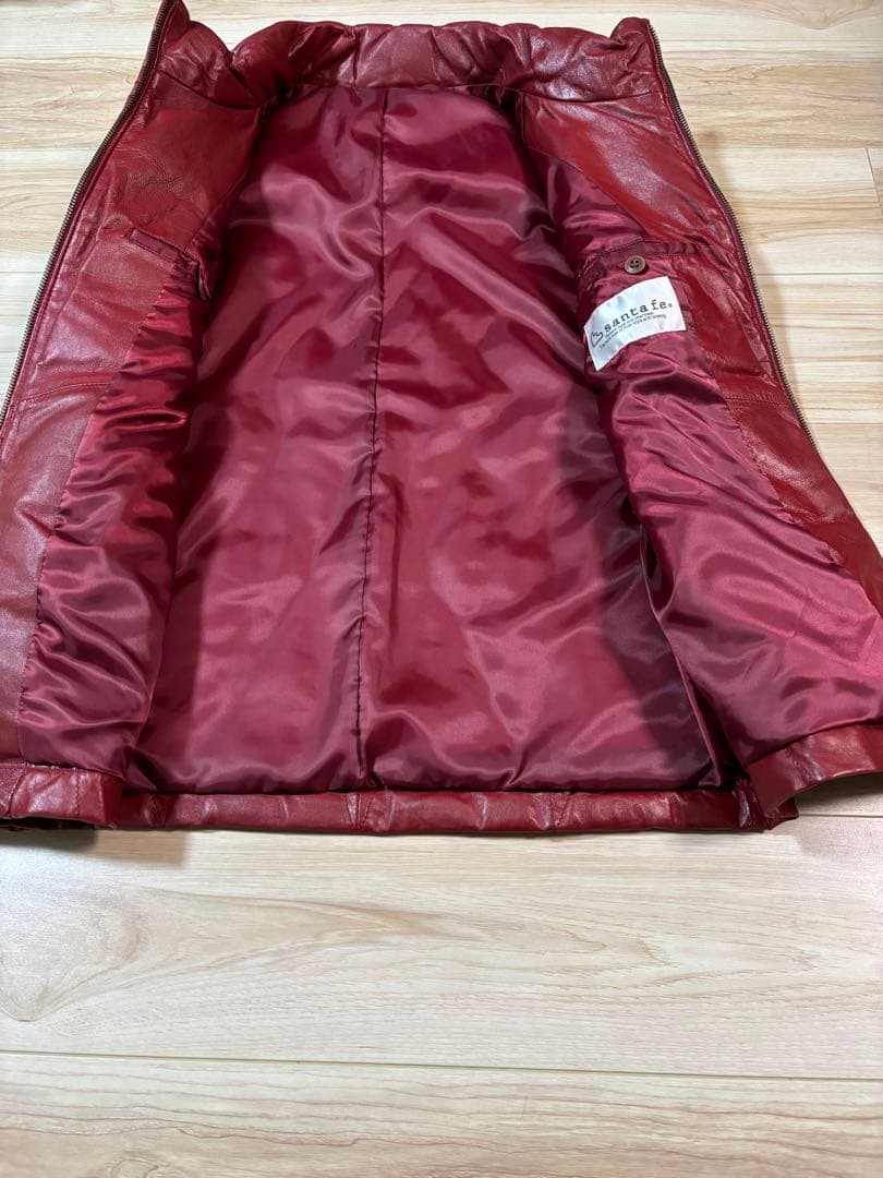 santafe サンタフェ　レザー　ダウンベスト　バーガンディ　ワインレッド48