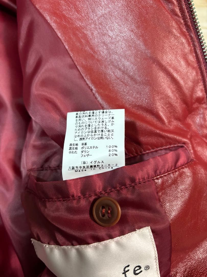 santafe サンタフェ　レザー　ダウンベスト　バーガンディ　ワインレッド48