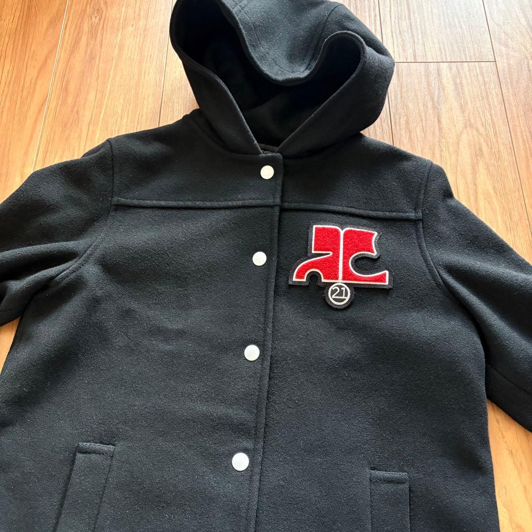 希少　クレージュ21 スタジャン ウール100% フードジャケット　ロングコート