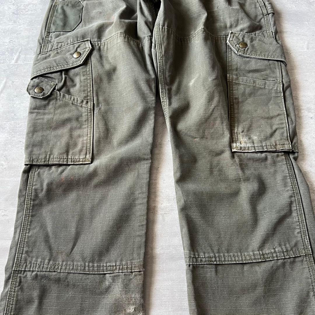 【ダブルニー、ペインターパンツ】カーハート古着リラックスシルエットストリート緑
