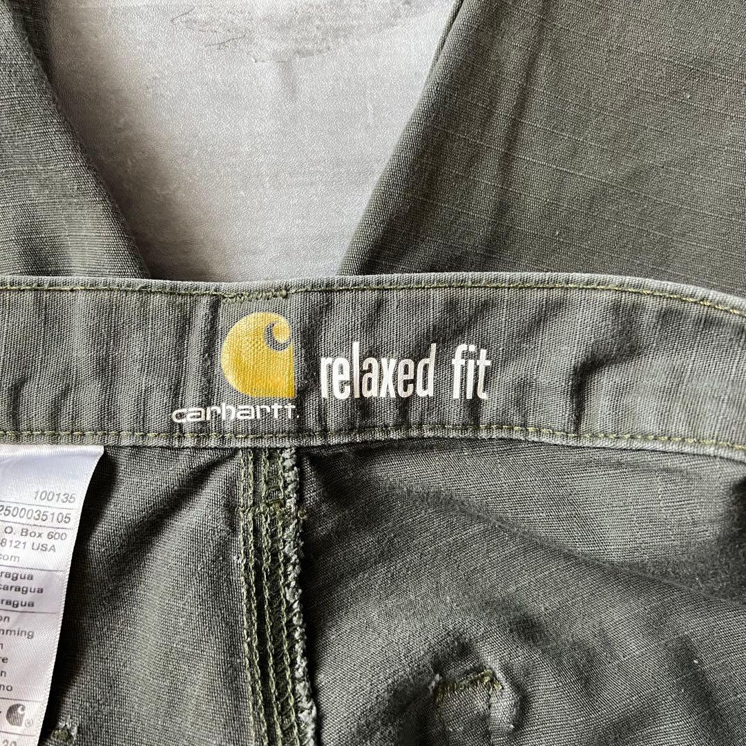 【ダブルニー、ペインターパンツ】カーハート古着リラックスシルエットストリート緑