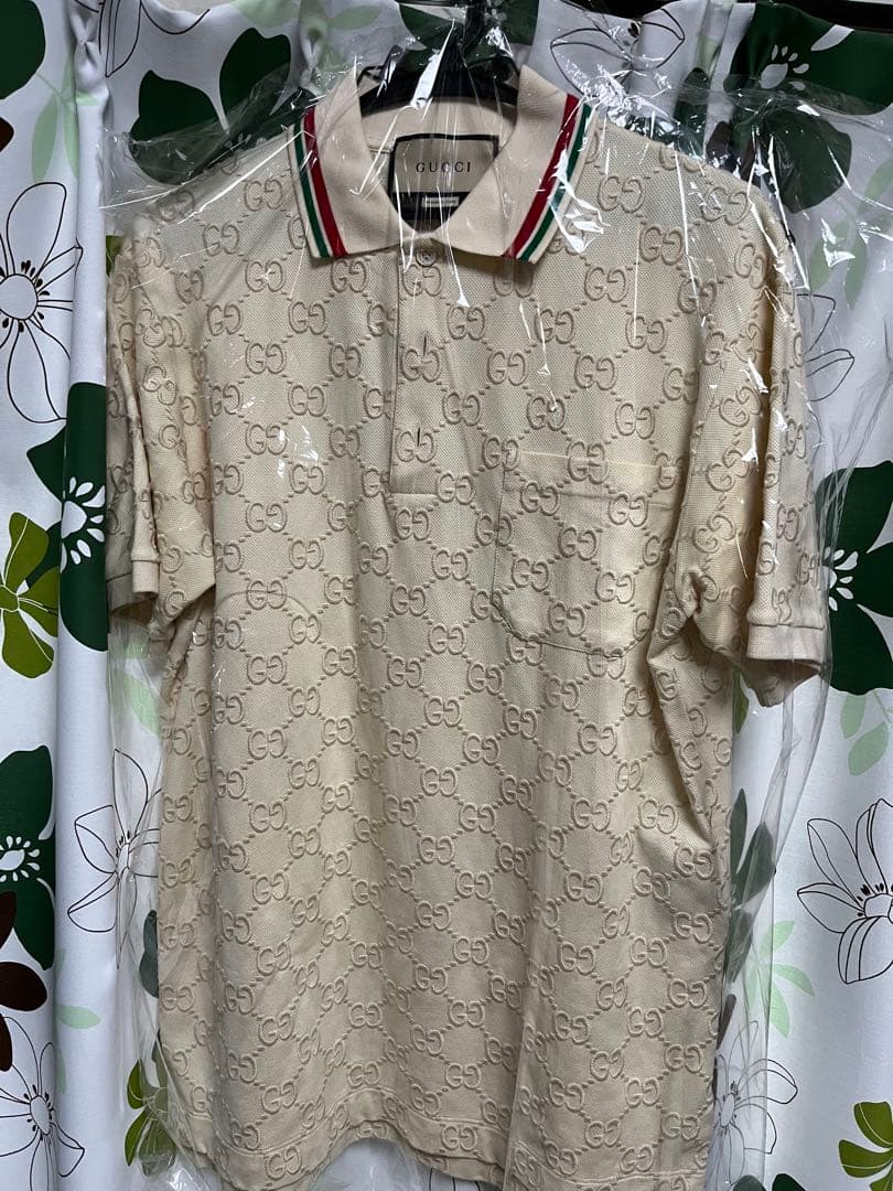 GUCCI/グッチ GGコットンピケ ポロシャツ アイボリー サイズXS