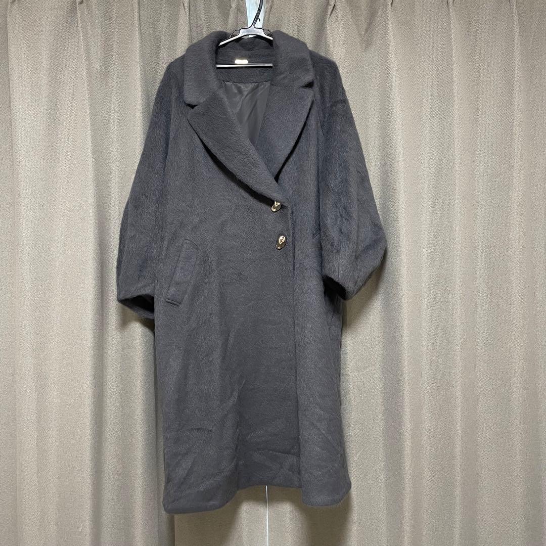 シャギーロングコート チャコールグレー