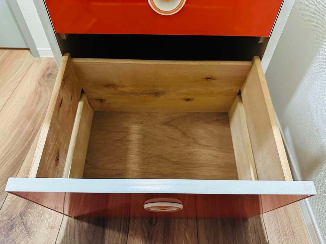 【昭和レトロ】レトロポップチェスト/箪笥/5段引き出し(オレンジ)