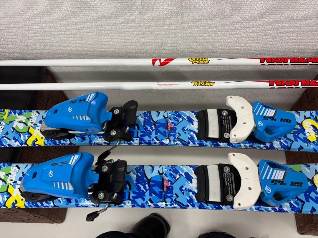 KAZAMA スキー板 86cm キッズ ビンディング ストック ブーツ セット