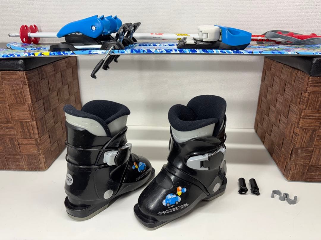 KAZAMA スキー板 86cm キッズ ビンディング ストック ブーツ セット