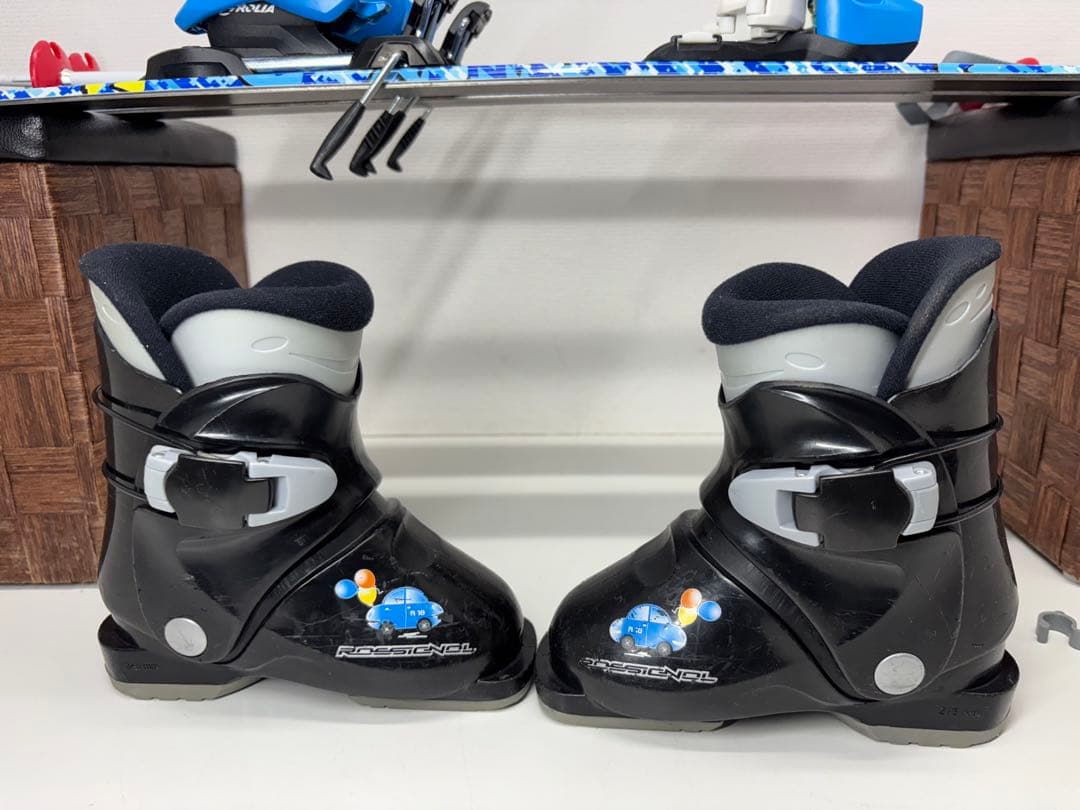 KAZAMA スキー板 86cm キッズ ビンディング ストック ブーツ セット