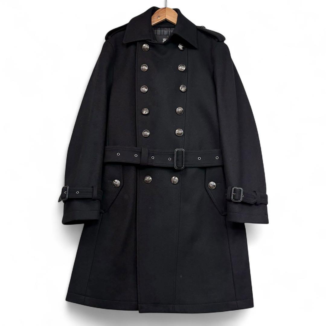 極美品 バーバリーブラックレーベル カシミヤ ナポレオンコート メンズ Lサイズ