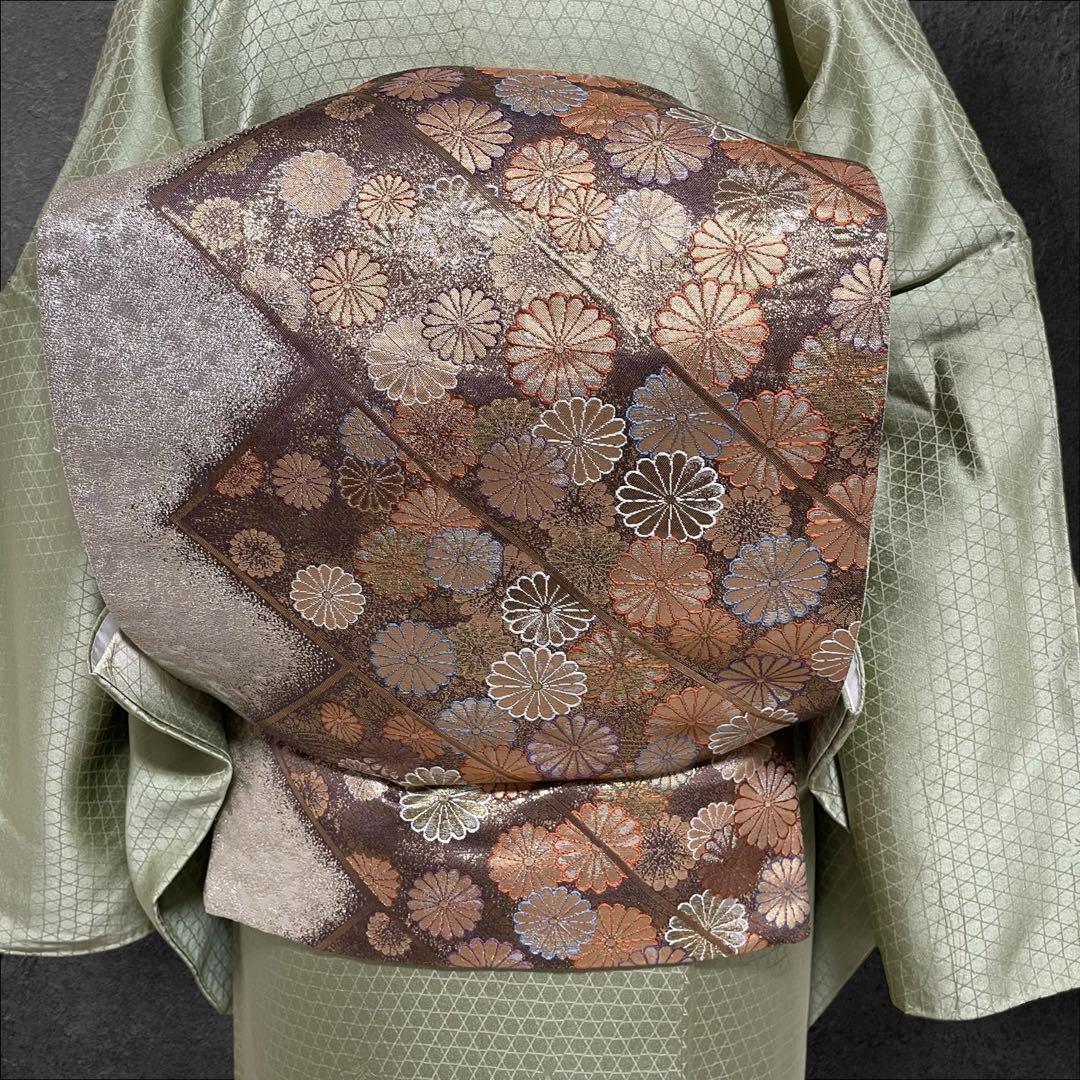 k233 正絹 亀甲地紋 訪問着 4点フルセット 身丈156裄丈65