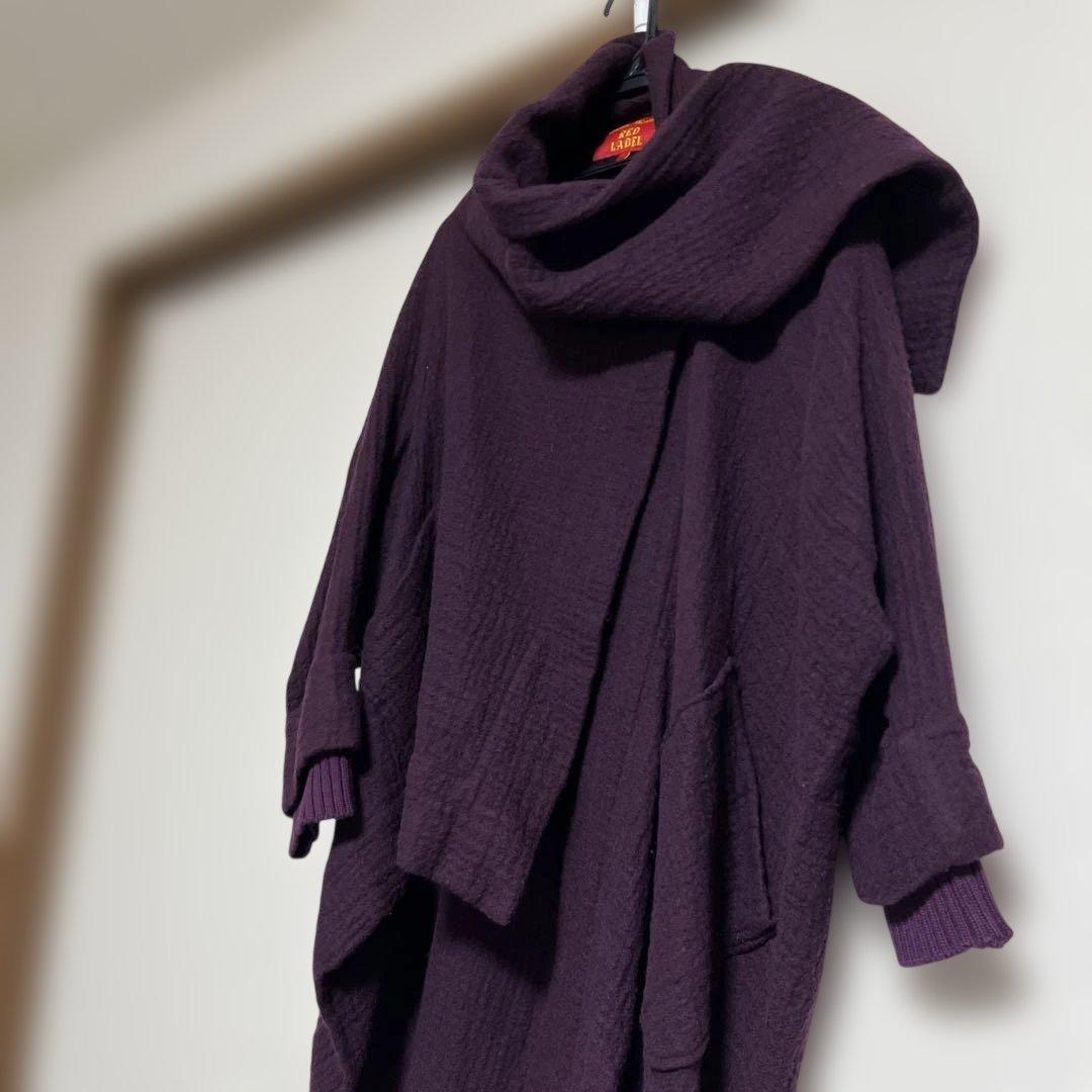 美品ヴィヴィアンウエストウッド レッドレーベル ウールコートマフラー付変形コート