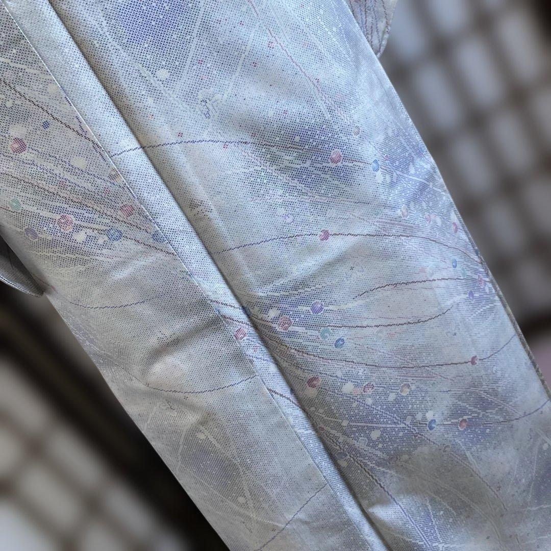 本場白大島紬　玉模様　9マルキ　しつけ付き