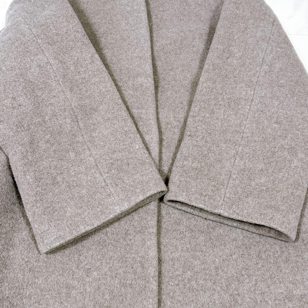 美品 Beauty&Youth ビーバーノーカラーロング コート S 20AW