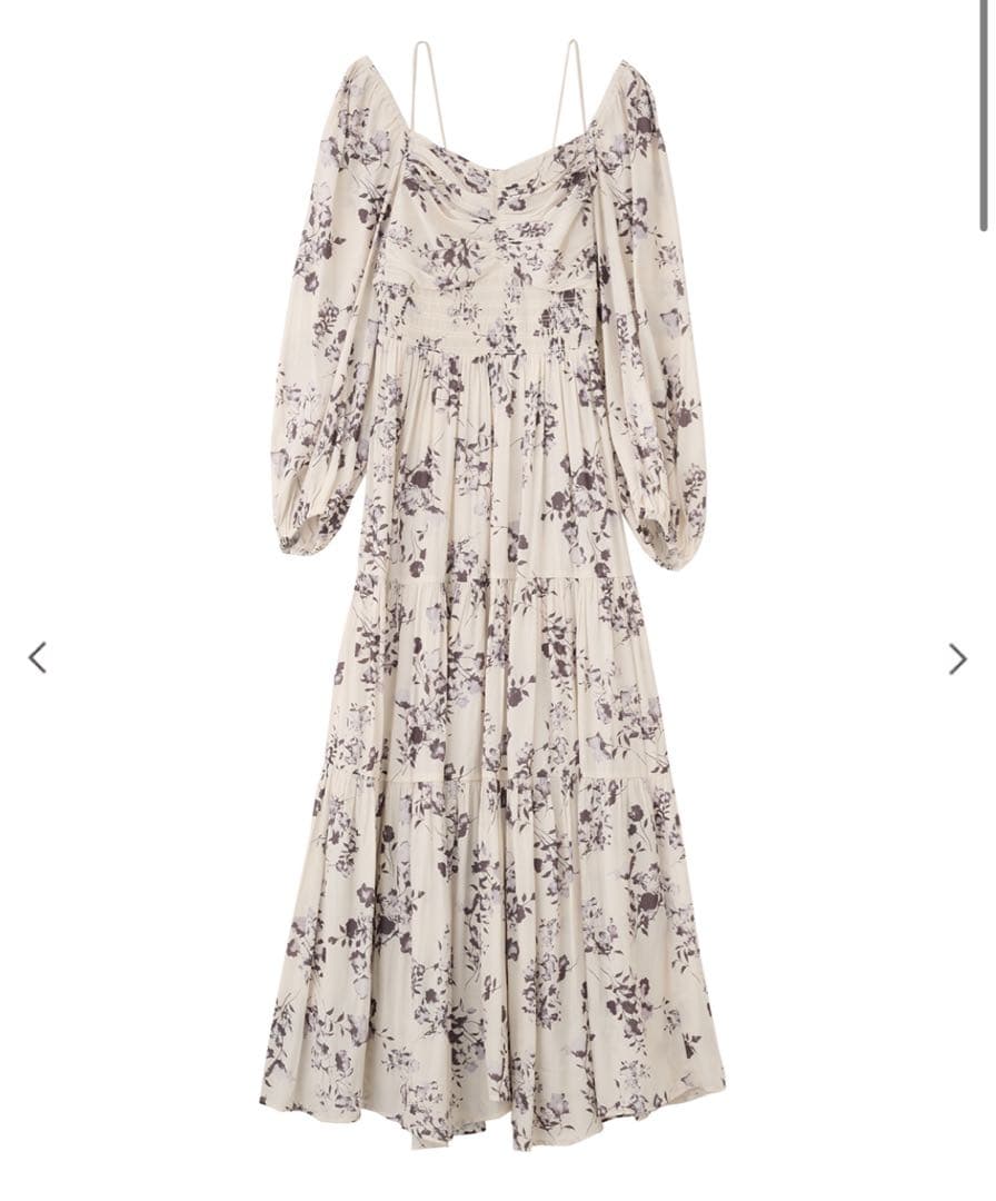 COCO DEAL シャーリングティアードフラワーワンピース