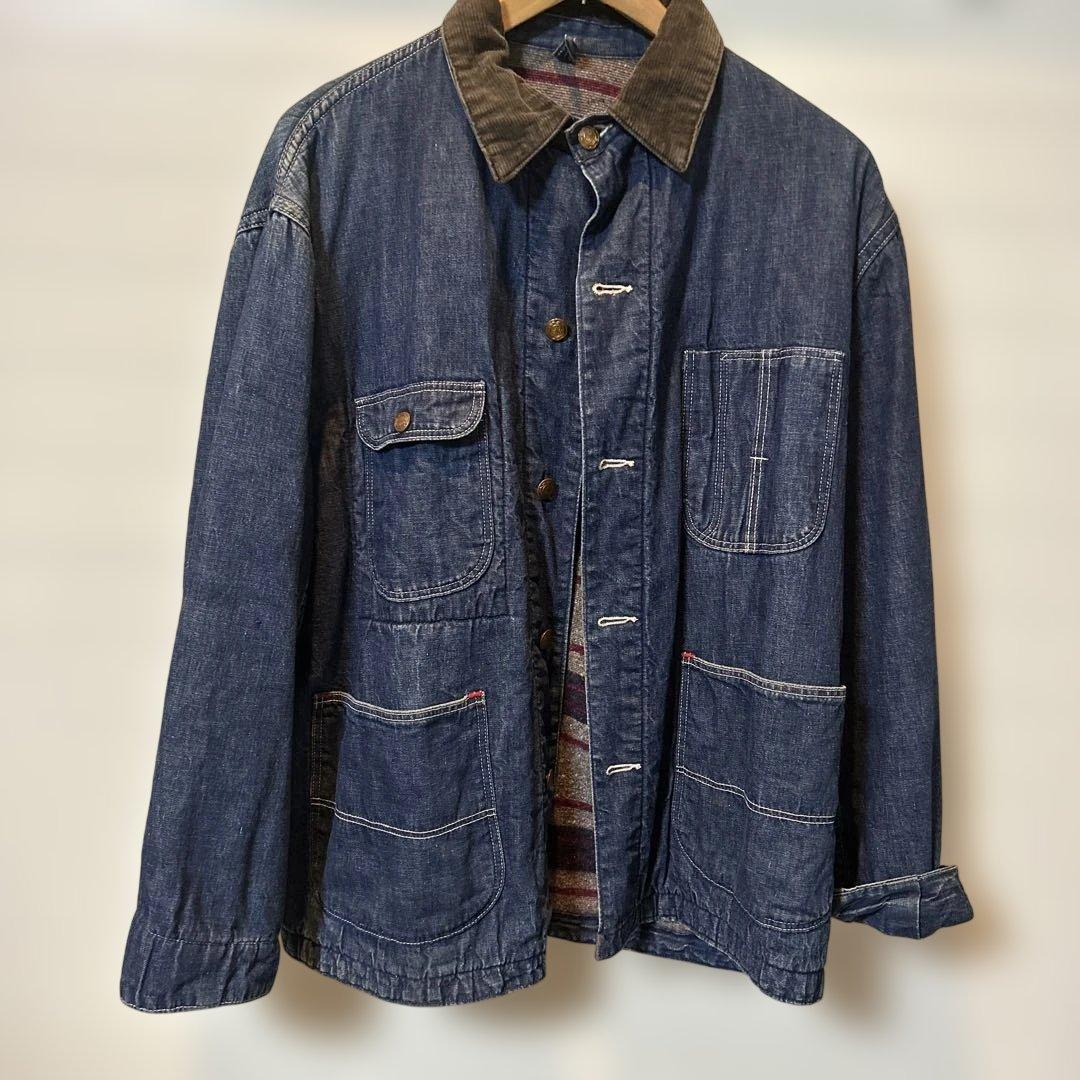 デニムカバーオール コーデュロイ襟