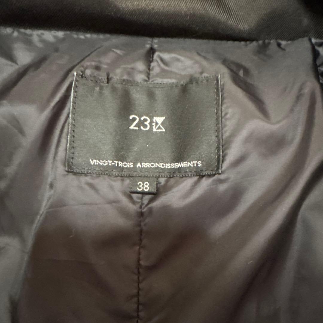 23区　フード付きブラックダウンロングコート サイズ38