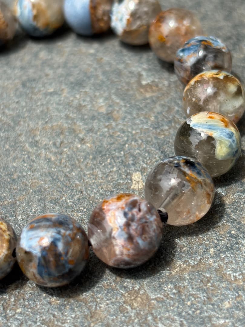 鑑定書付きピーターサイトシリカブレスレット ピーターサイトインクオーツ 10mm