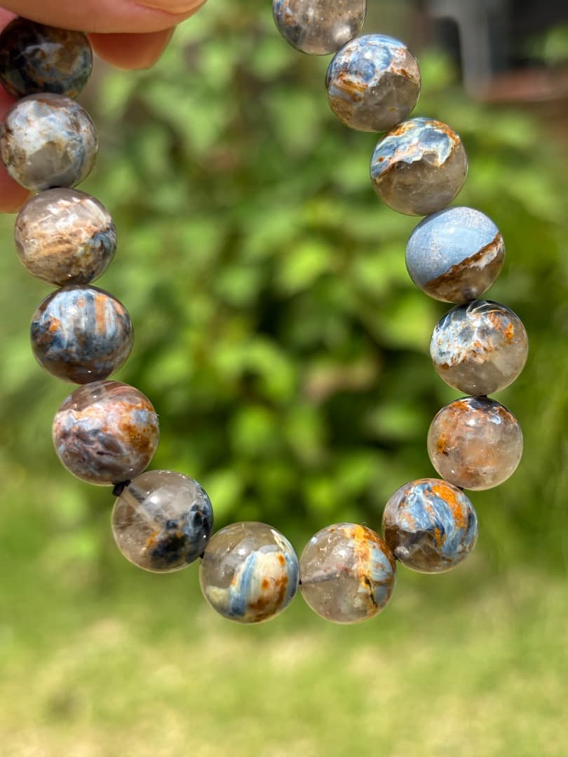 鑑定書付きピーターサイトシリカブレスレット ピーターサイトインクオーツ 10mm