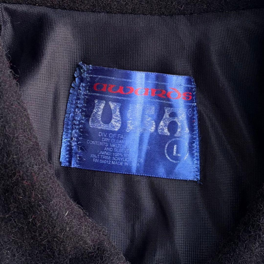 USA製 90s ヴィンテージ古着 メルトンウールスタジャン 短丈ブルゾン 黒赤