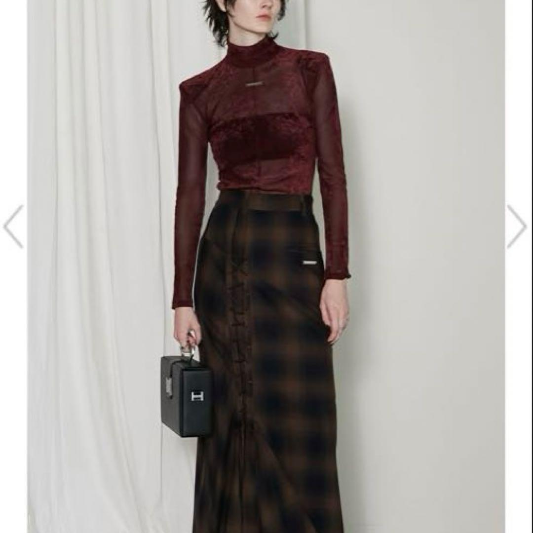 プランクプロジェクト Velour Mesh Turtleneck Top 赤