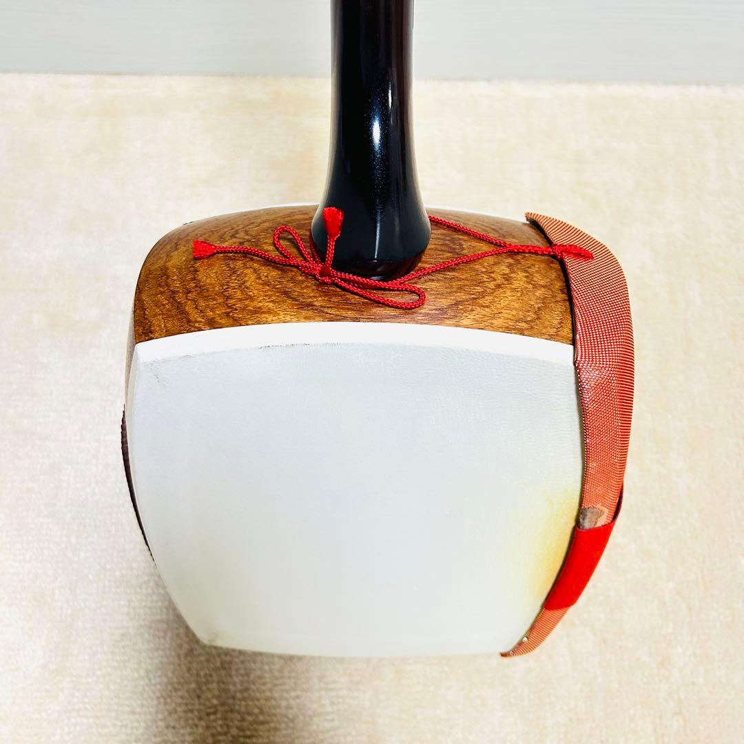 【美品】 三味線 本体 破れなし 細棹 撥 ばち付き