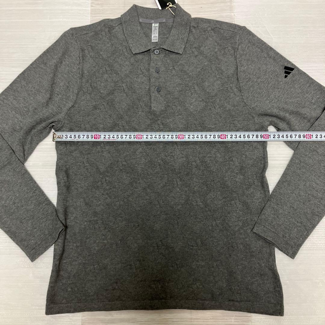 送料無料 新品 adidas GOLF アーガイル柄セーター ポロ L GR