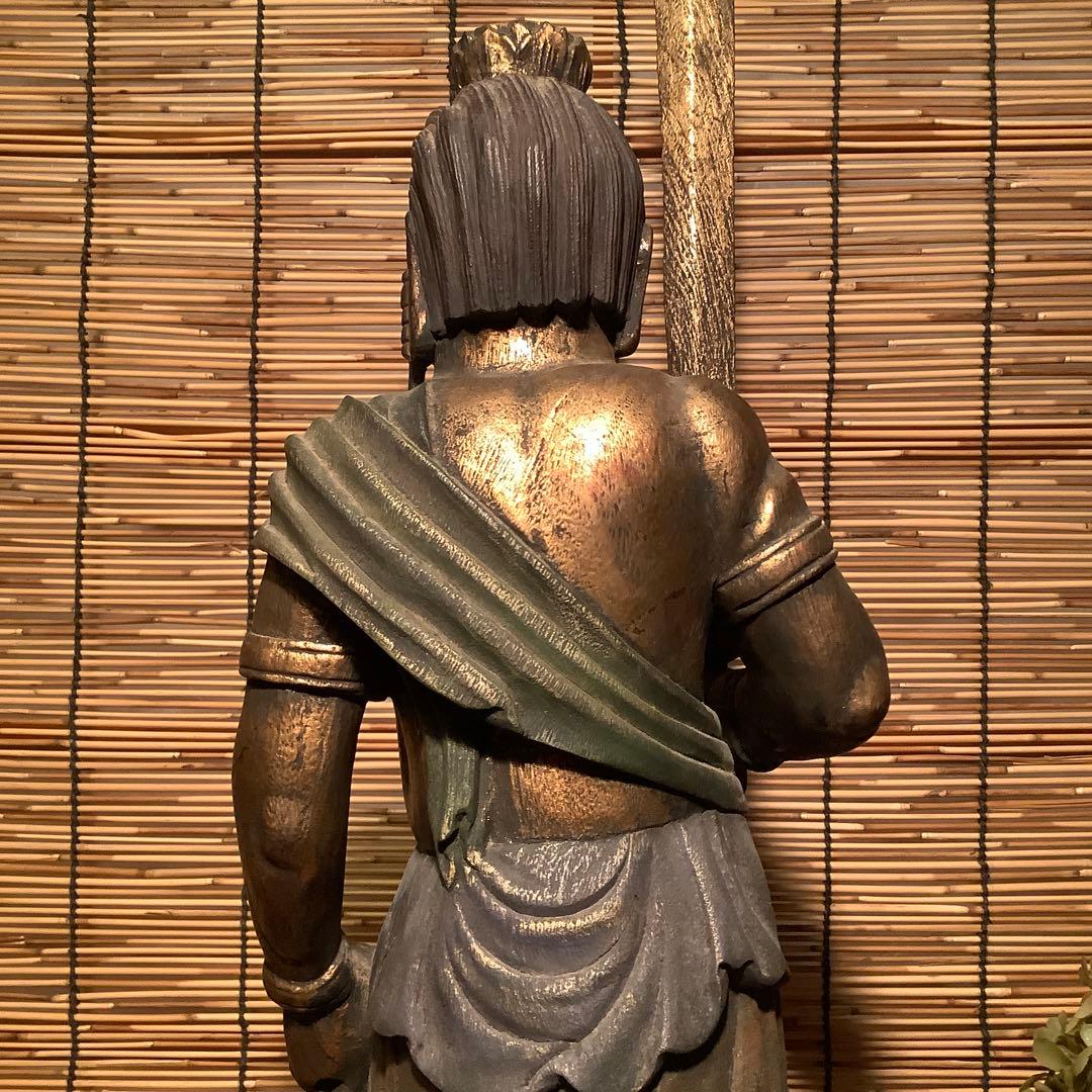 古玩・密教守護神「憤怒・不動明王」不動信仰・天地眼・神仏守護神・特大彩色木彫