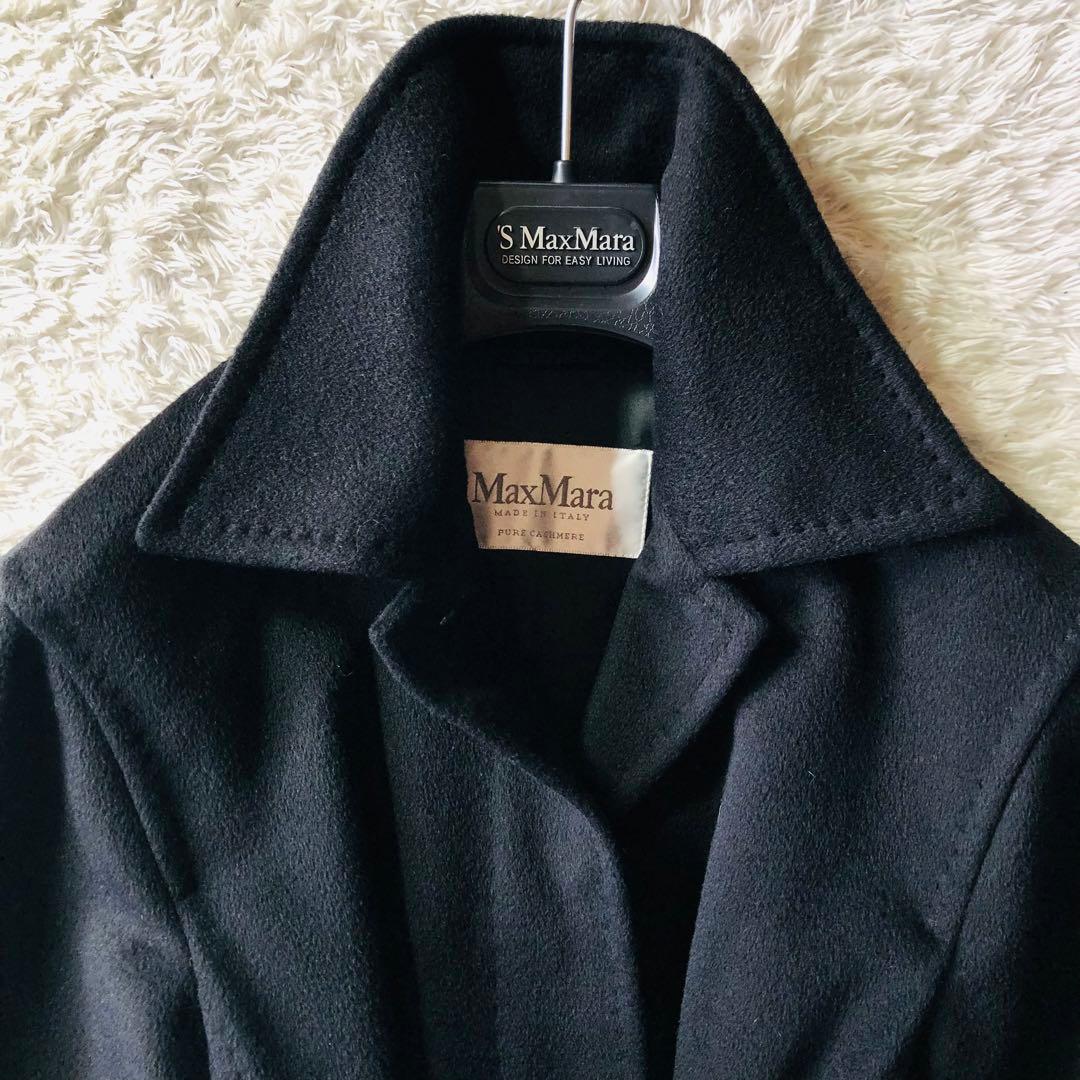 美品✨マックスマーラ ベルテッドコート カシミヤ100% 白タグ ブラック 38