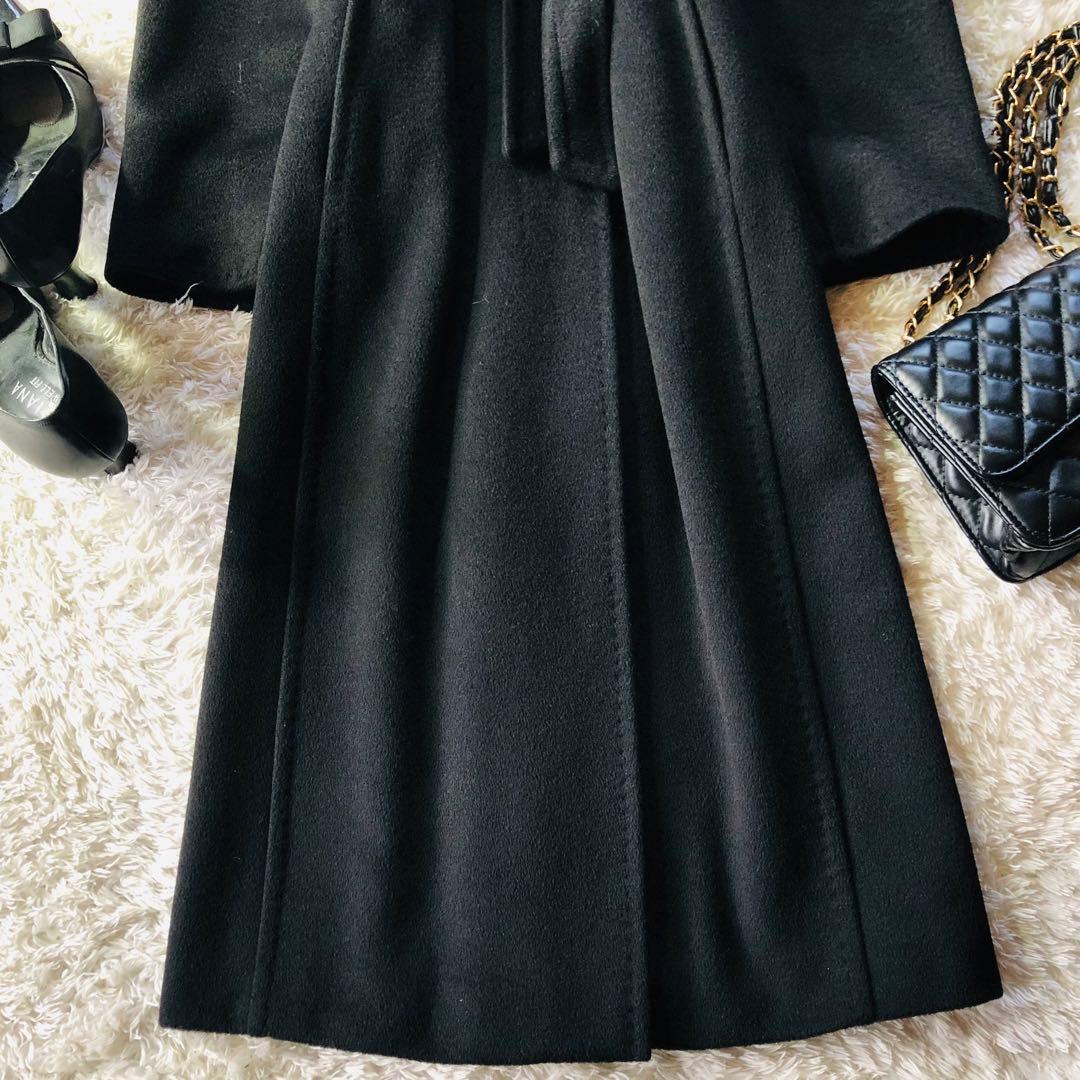 美品✨マックスマーラ ベルテッドコート カシミヤ100% 白タグ ブラック 38