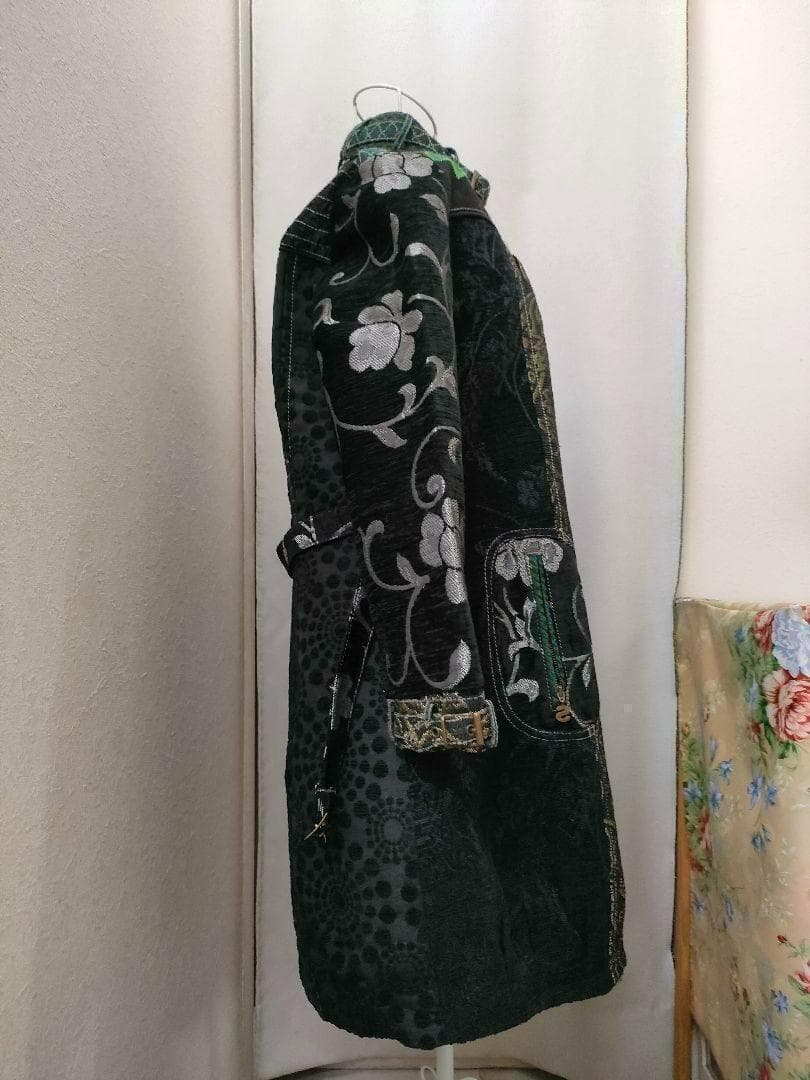 Desigual デシグアル 総柄 花柄 刺繍 パッチワーク ロングコート